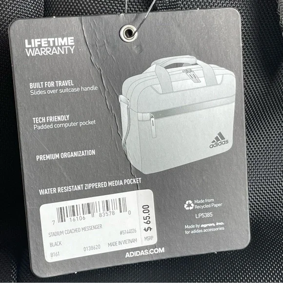 Adidas Black Stadium Coaches Messenger Bag New With Tags - Picture 15 of 16
